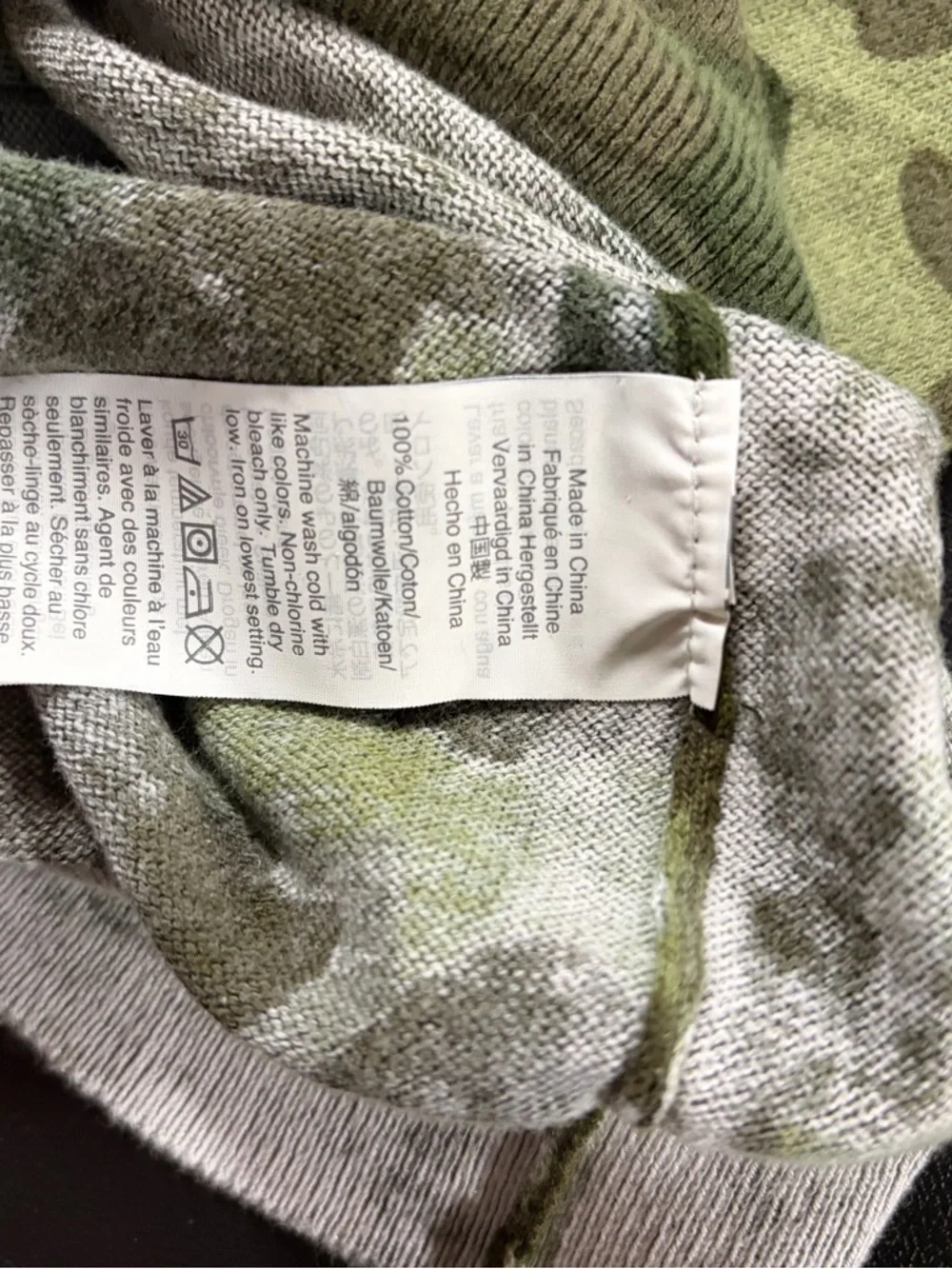 J. Crew Olive Brown Camo Long Sleeve Top Small Crewneck Casual Lightweight